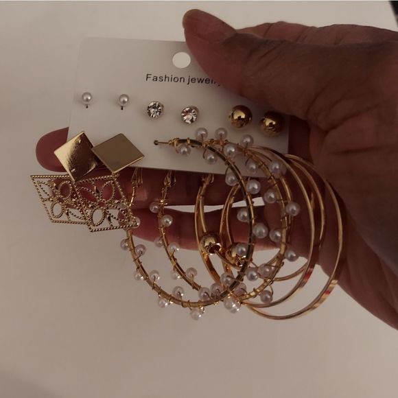 6 Pairs Fashion Pearl Decor Earrings Set - Picture 5 of 6